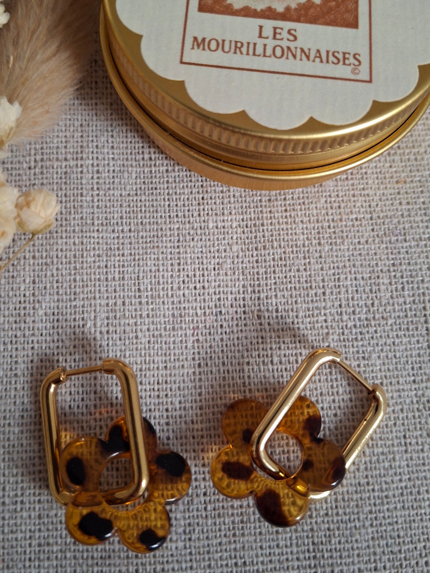 Boucles d'oreilles Pia Léopard - créoles rectangle