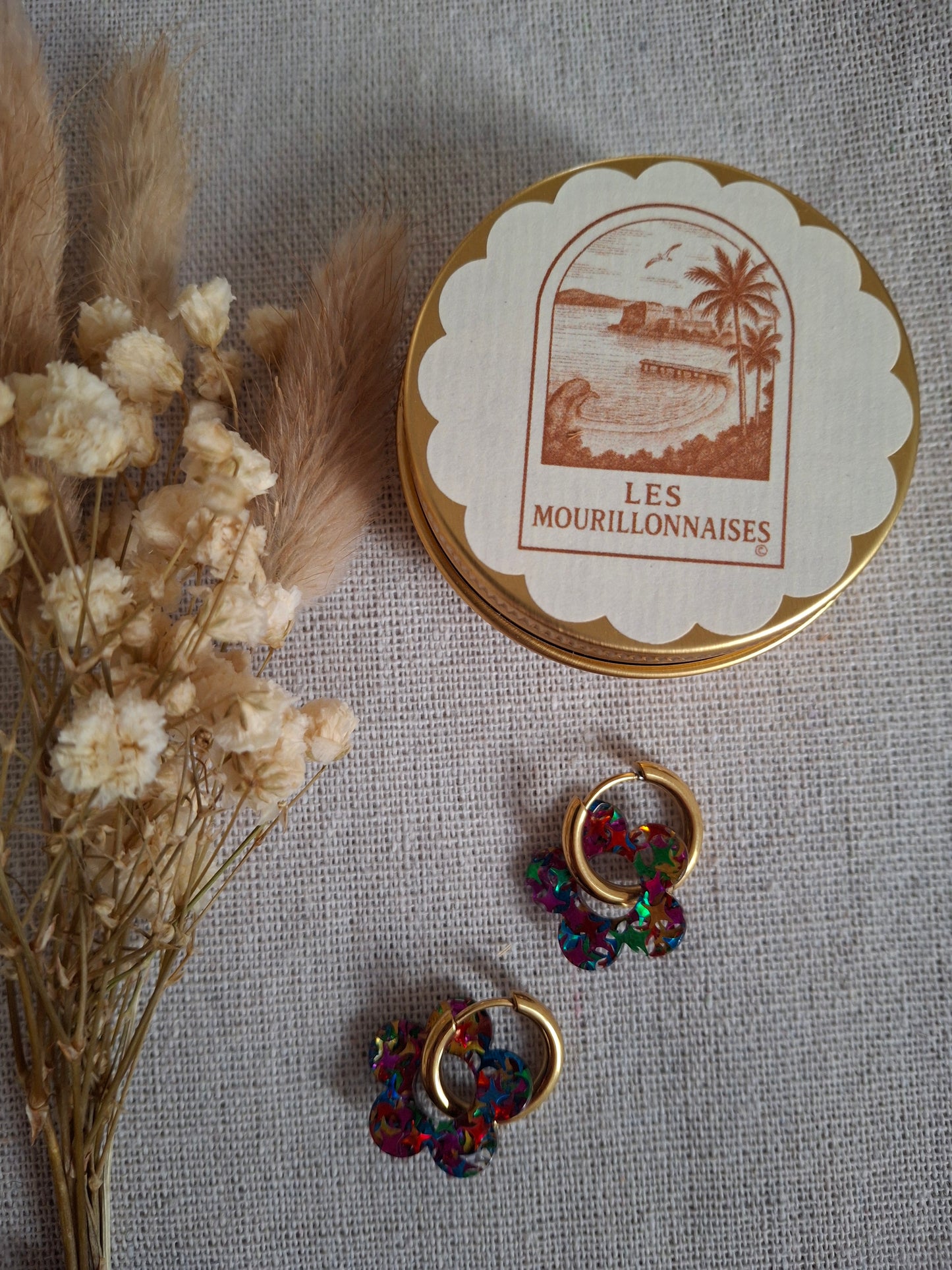 Boucles d'oreilles Pia holographique multicolore