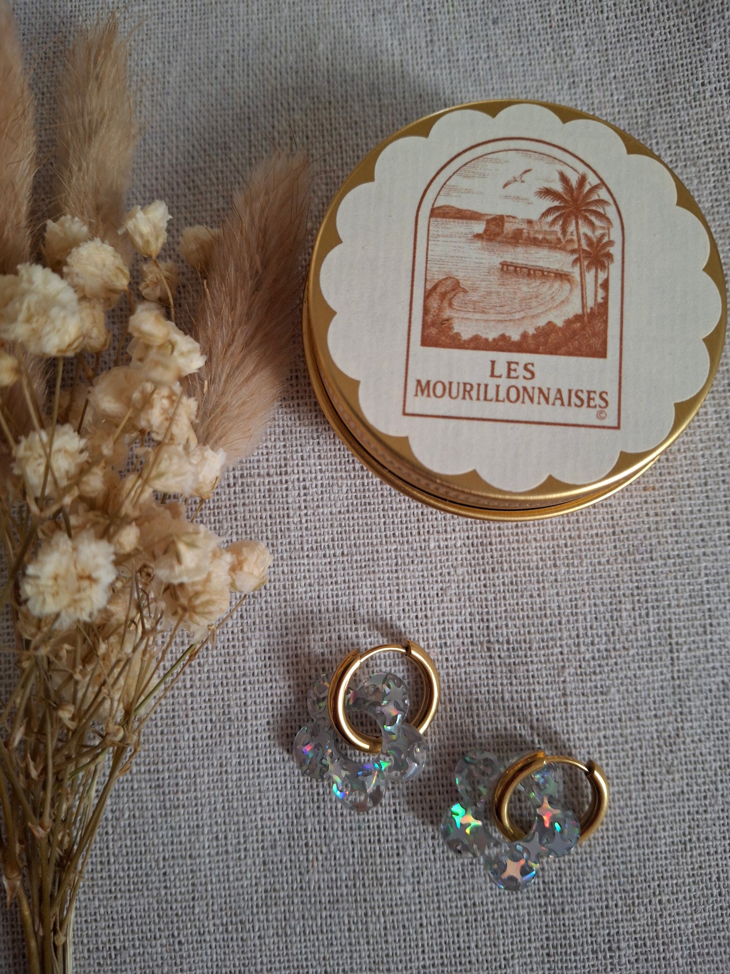 Boucles d'oreilles Pia holographique blanc