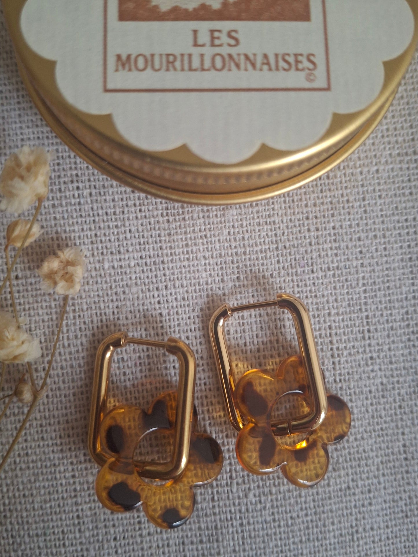Boucles d'oreilles Pia Léopard - créoles rectangle