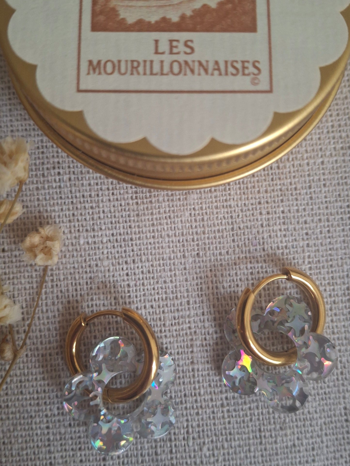 Boucles d'oreilles Pia holographique blanc