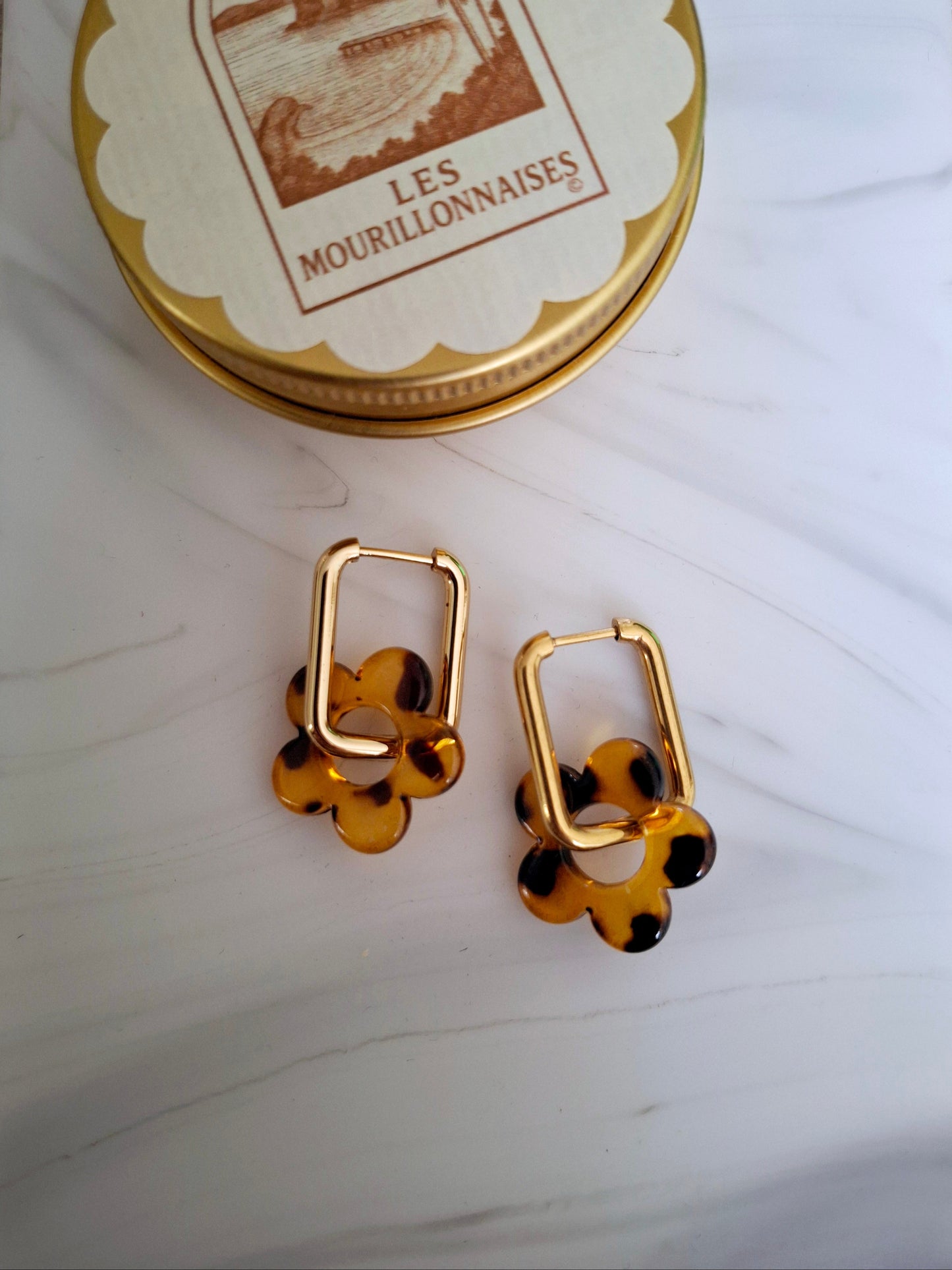 Boucles d'oreilles Pia Léopard - créoles rectangle