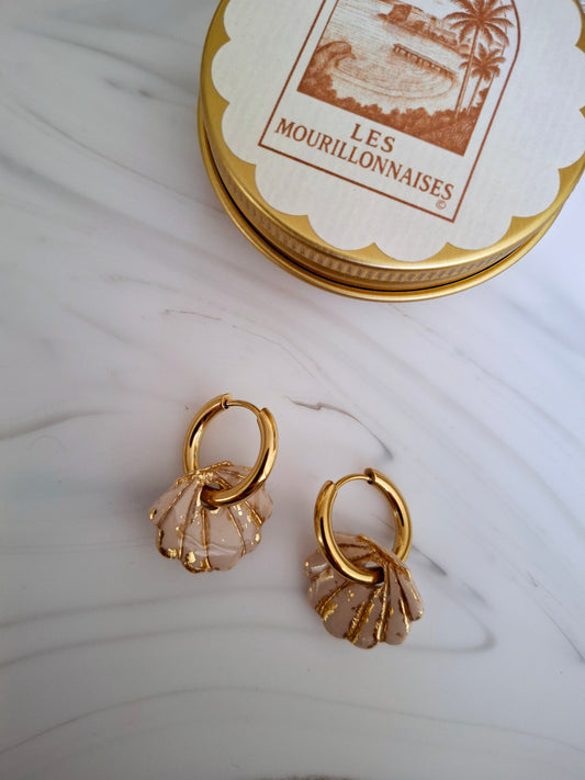 Boucles d'oreilles Philippa blanc & or