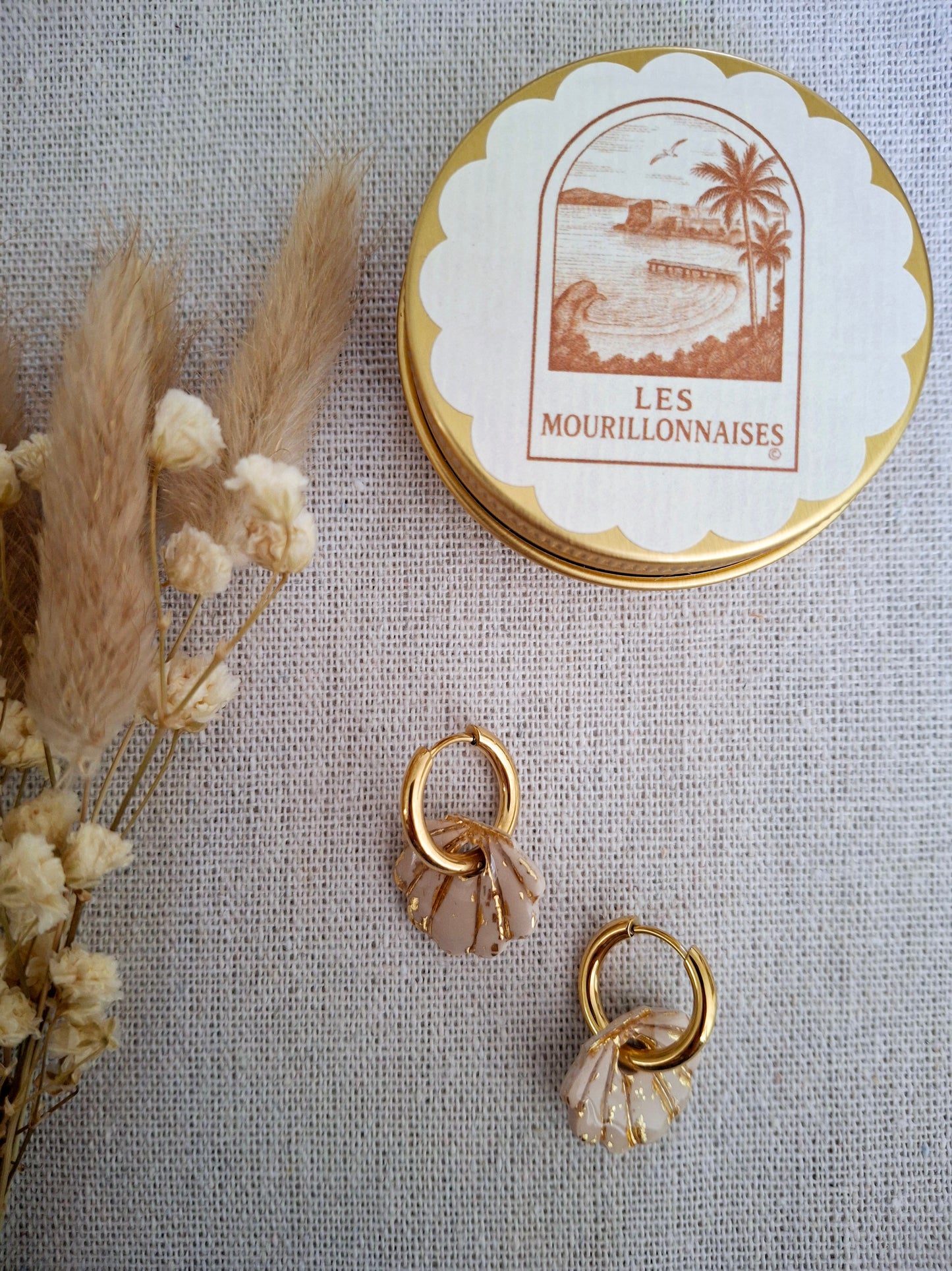 Boucles d'oreilles Philippa blanc & or