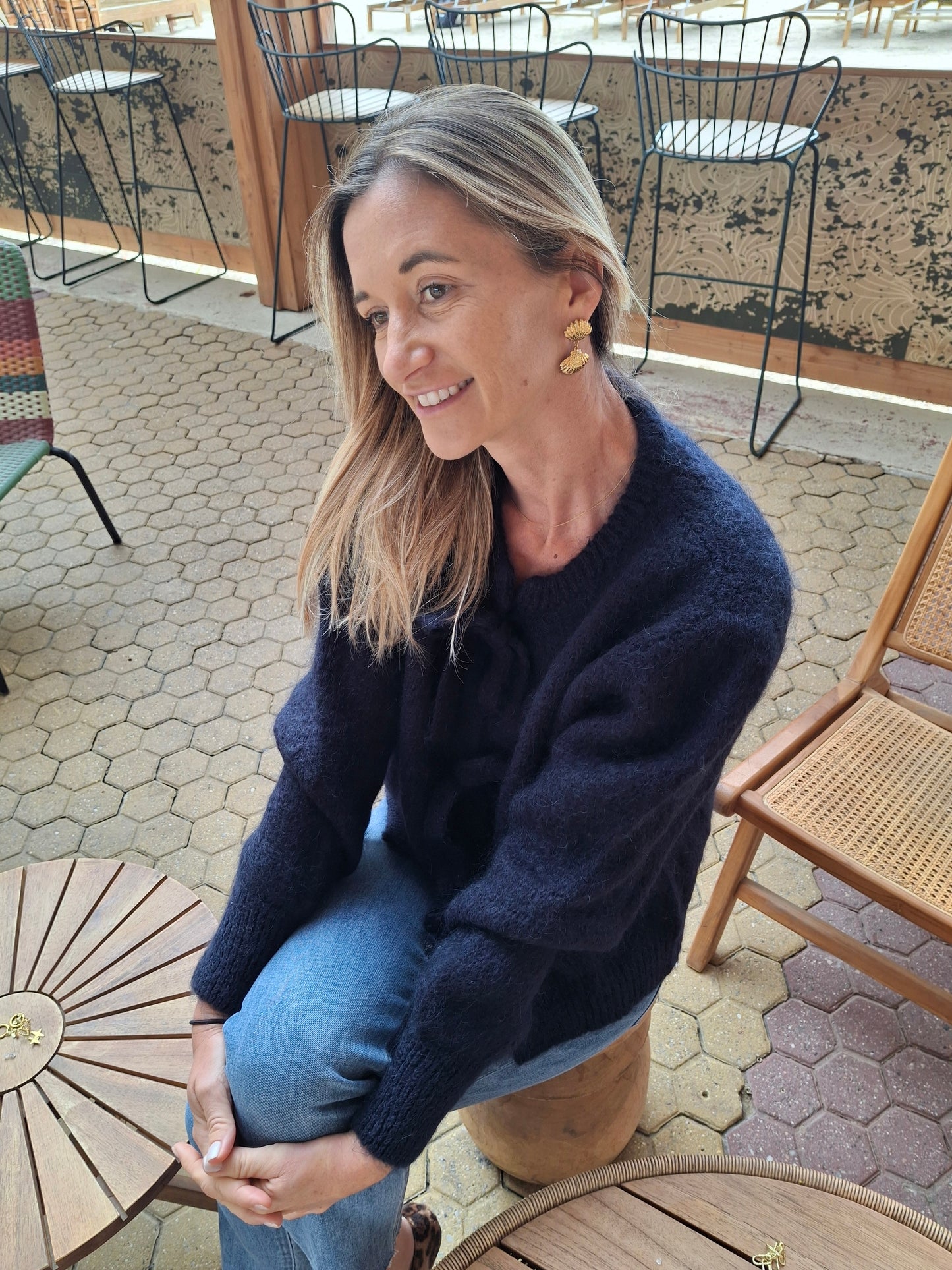 Cardigan Jeanne noeud en maille laine mohair