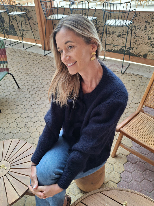 Cardigan Jeanne noeud en maille laine mohair