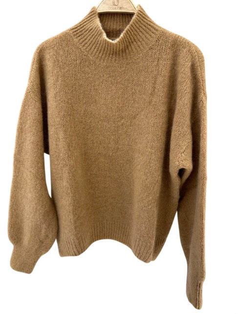 Pull Alban col montant en alpaga camel