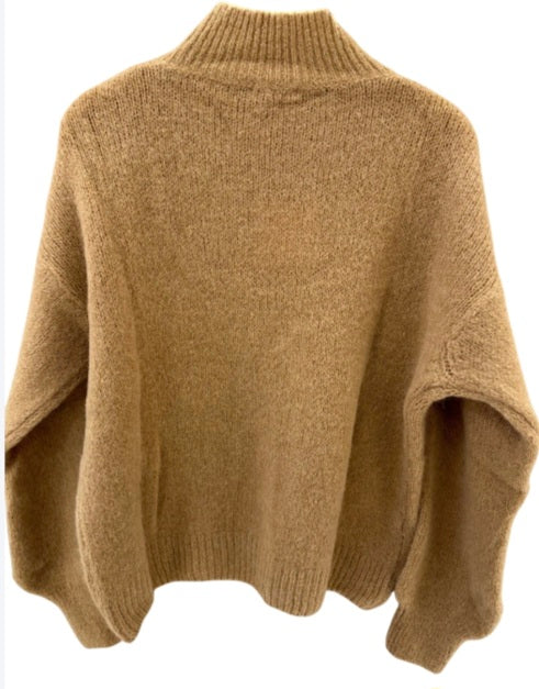 Pull Alban col montant en alpaga camel
