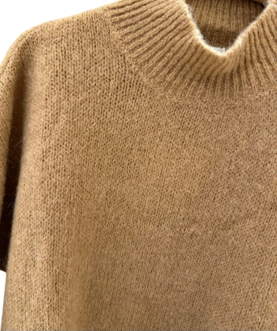 Pull Alban col montant en alpaga camel