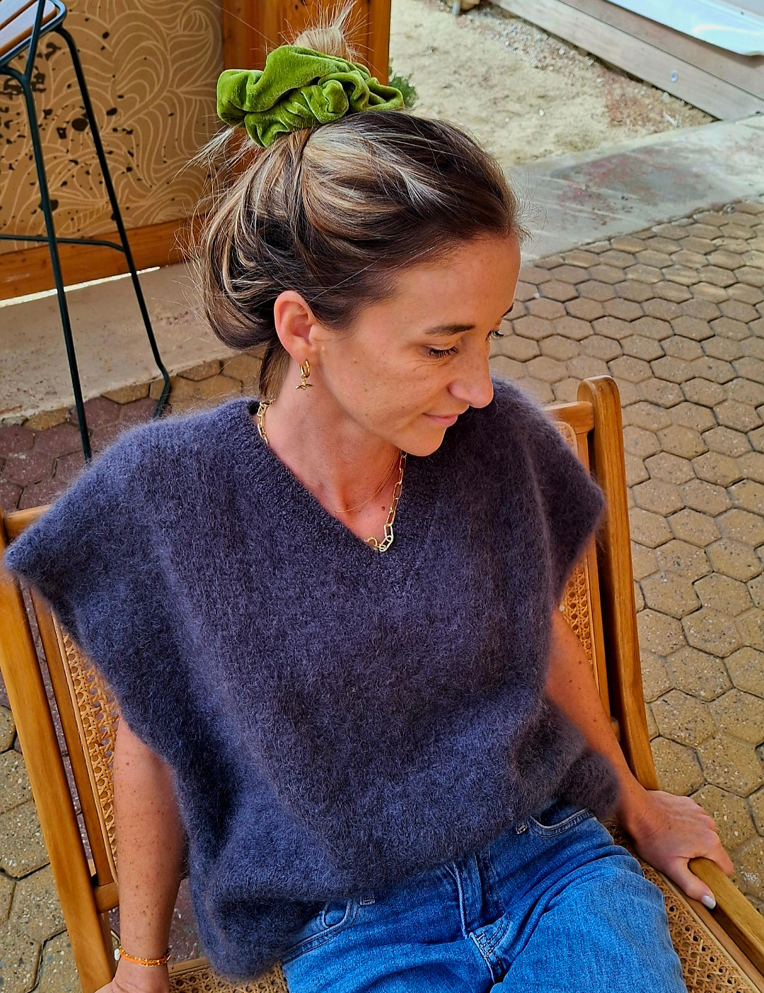 Gilet Léon sans manche en maille 81% Kid mohair