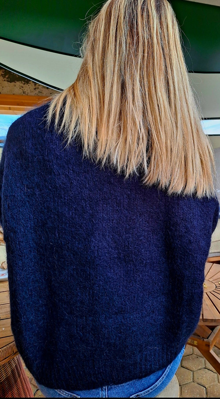 Cardigan Jeanne noeud en maille laine mohair