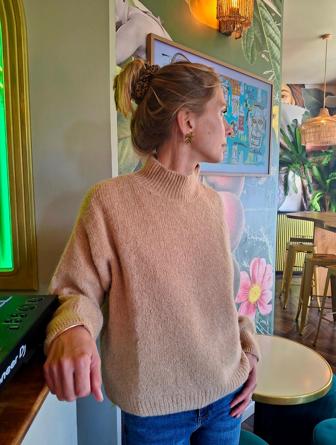 Pull Alban col montant en alpaga camel