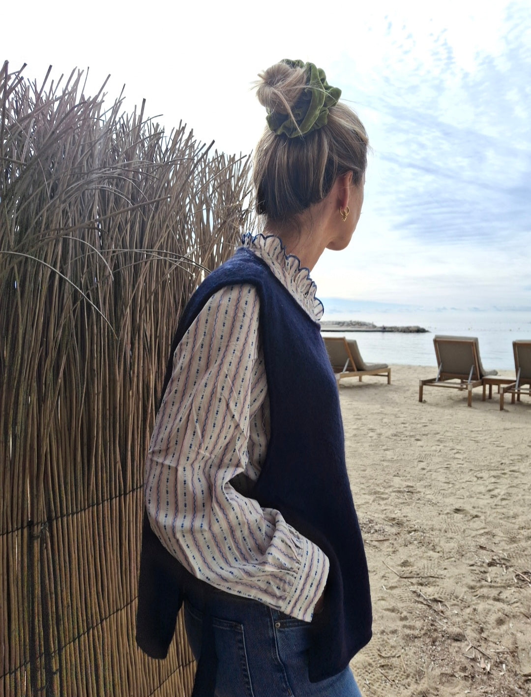 Pull Gustave Marine sans manches