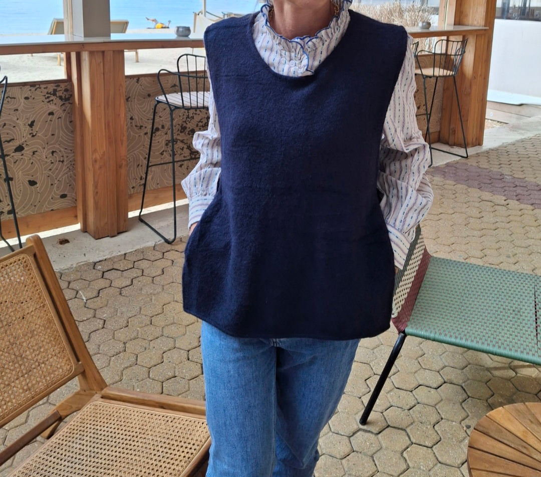 Pull Gustave Marine sans manches