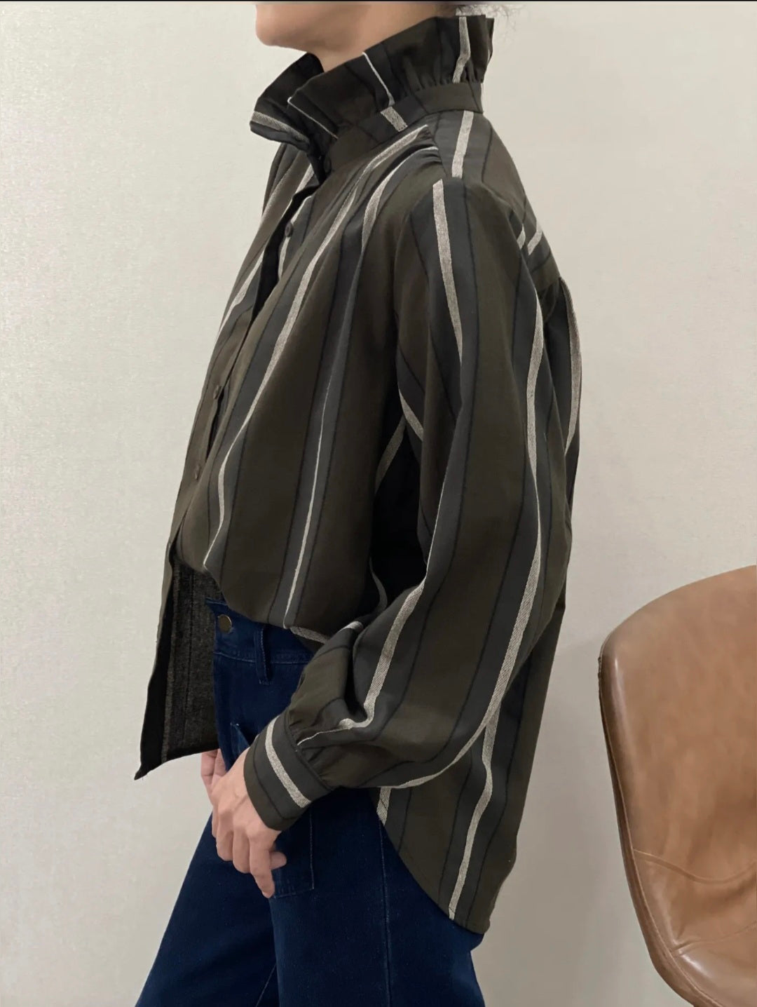Chemise Bérengère kaki à rayures
