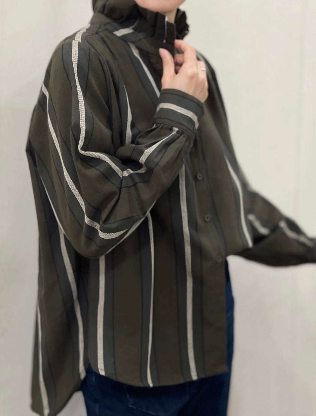 Chemise Bérengère kaki à rayures