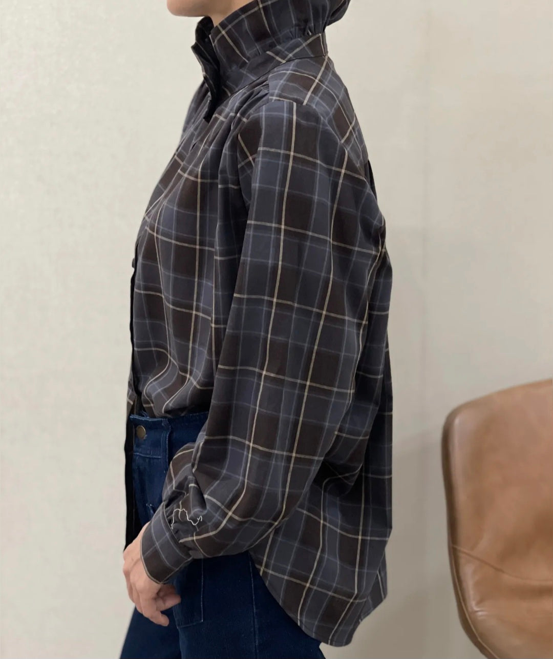 Chemise Amédée carreaux bleu - chocolat