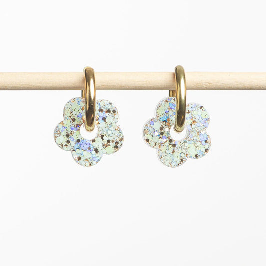 Créoles Fleur Baby Blue Champagne