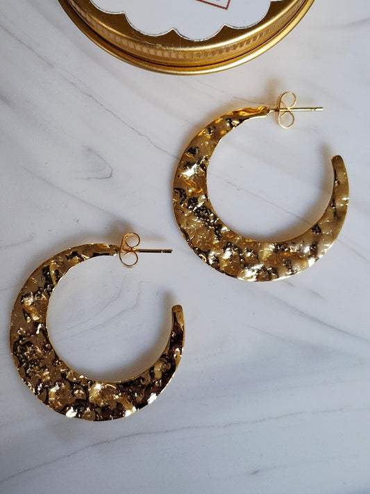 Créoles Sacha demi-lune martelées