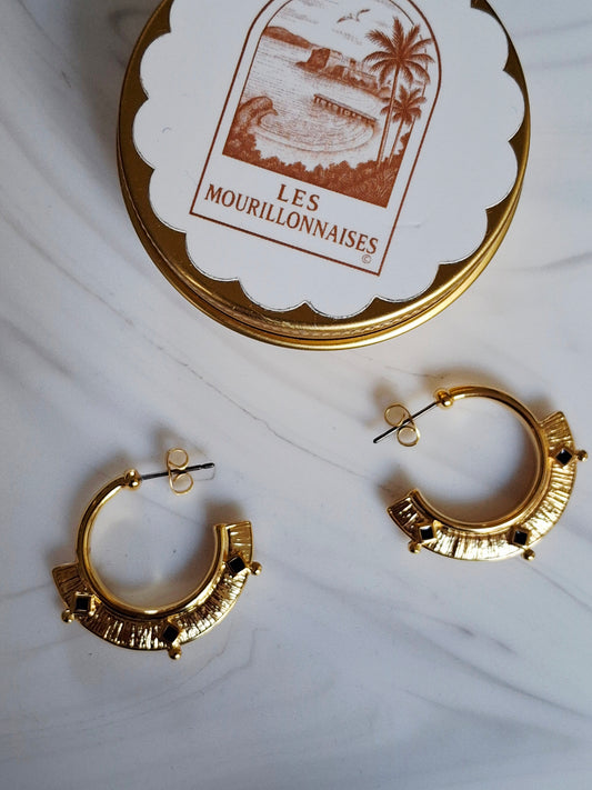 Créoles Lysandre ethnique texturée avec résine époxy