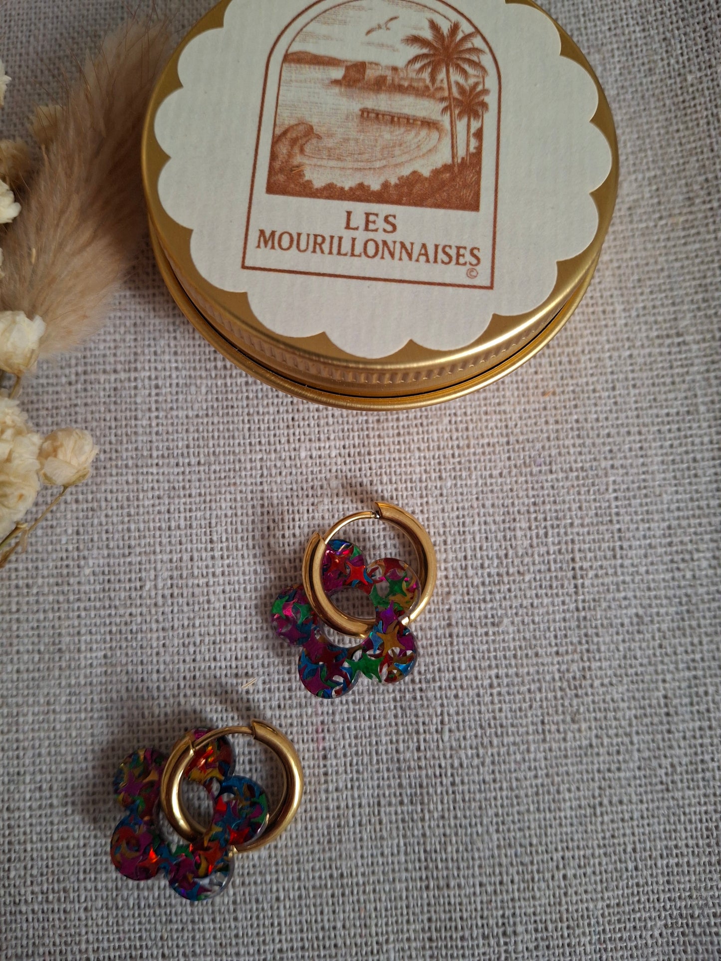 Boucles d'oreilles Pia holographique multicolore