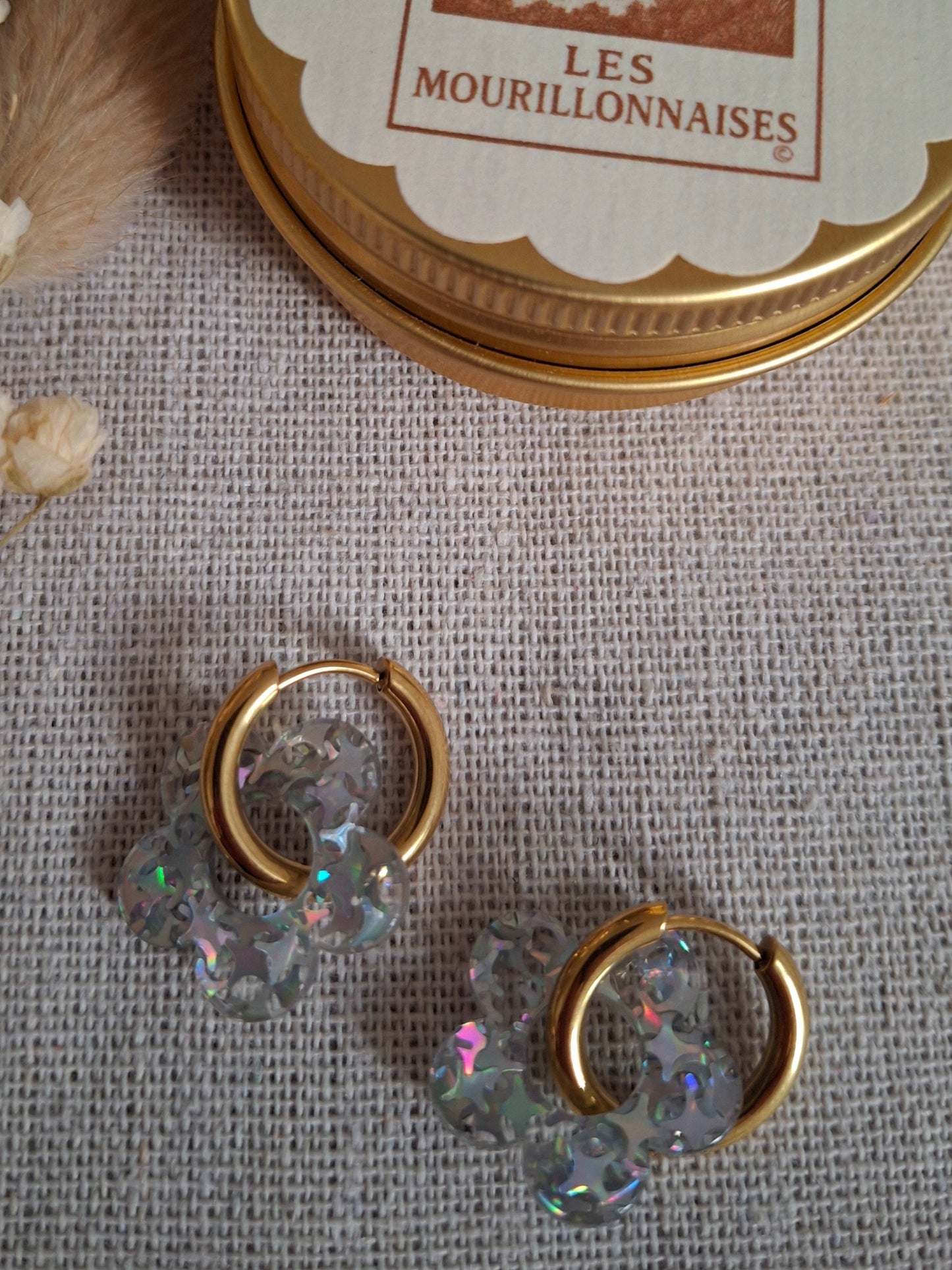 Boucles d'oreilles Pia holographique blanc