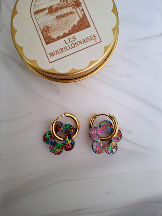 Boucles d'oreilles Pia holographique multicolore