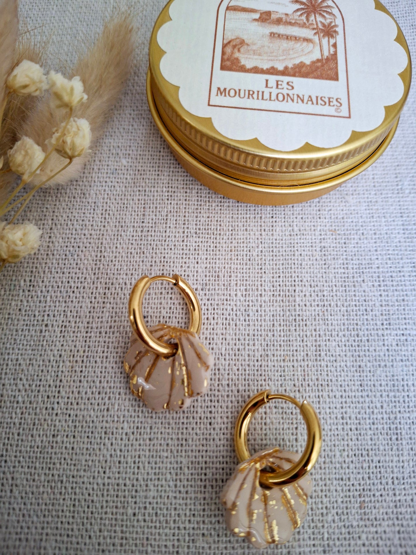 Boucles d'oreilles Philippa blanc & or