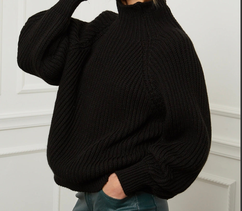 Pull Louis noir  100% Laine