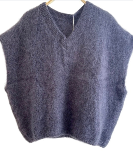 Gilet Léon sans manche en maille 81% Kid mohair