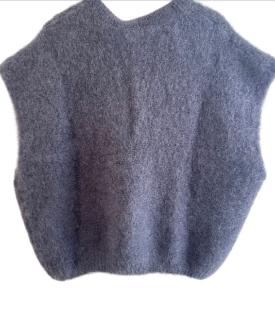 Gilet Léon sans manche en maille 81% Kid mohair