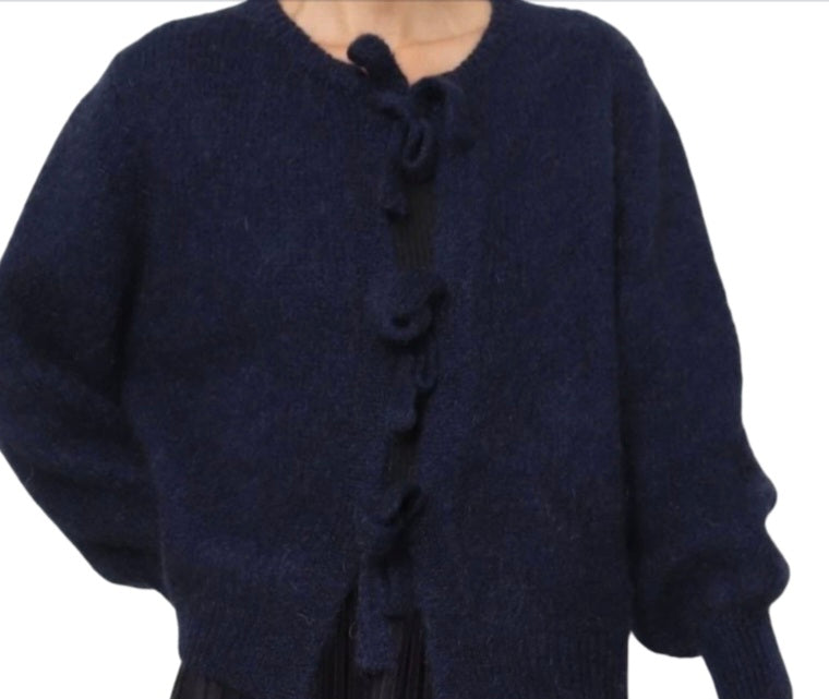 Cardigan Jeanne noeud en maille laine mohair