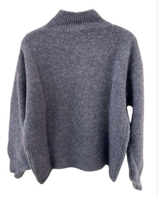 Pull Alban col montant en alpaga gris foncé