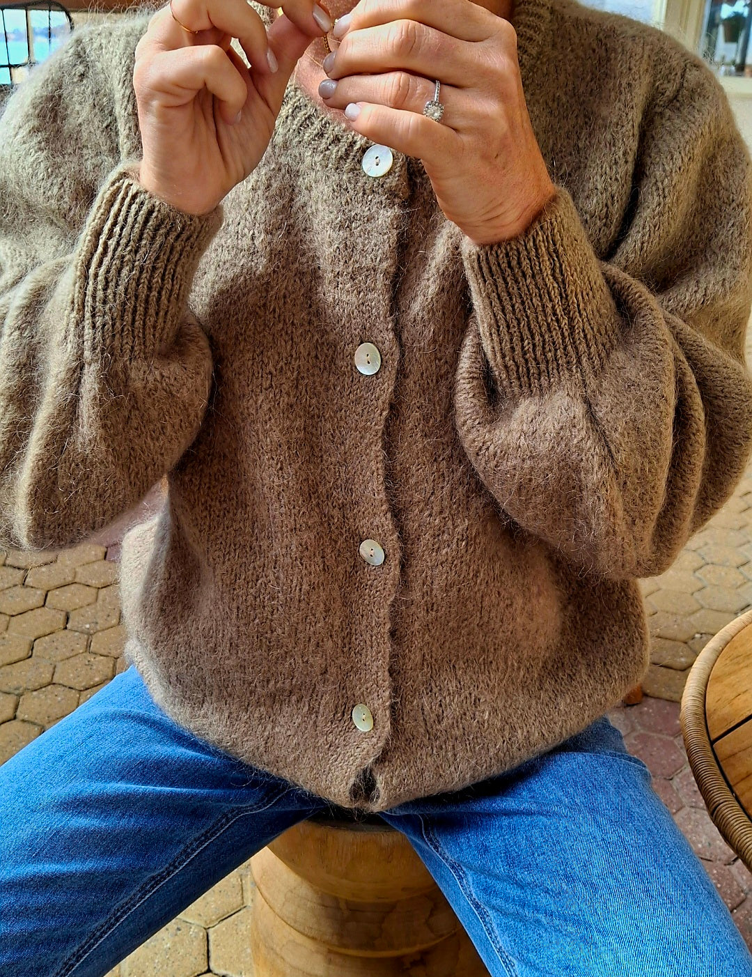Gilet Bérénice en maille mohair manches longues