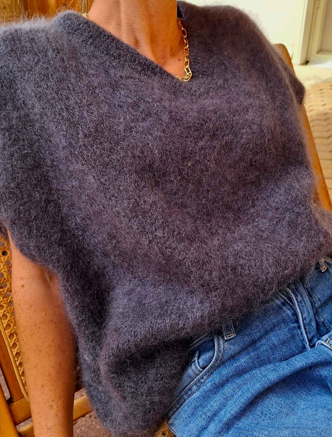 Gilet Léon sans manche en maille 81% Kid mohair