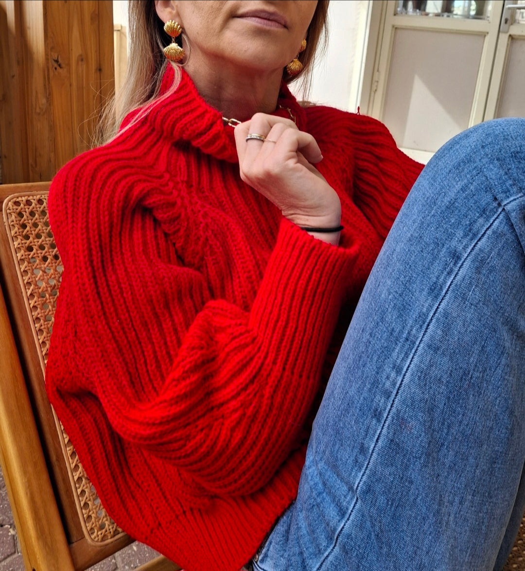 Pull Louis rouge 100% laine