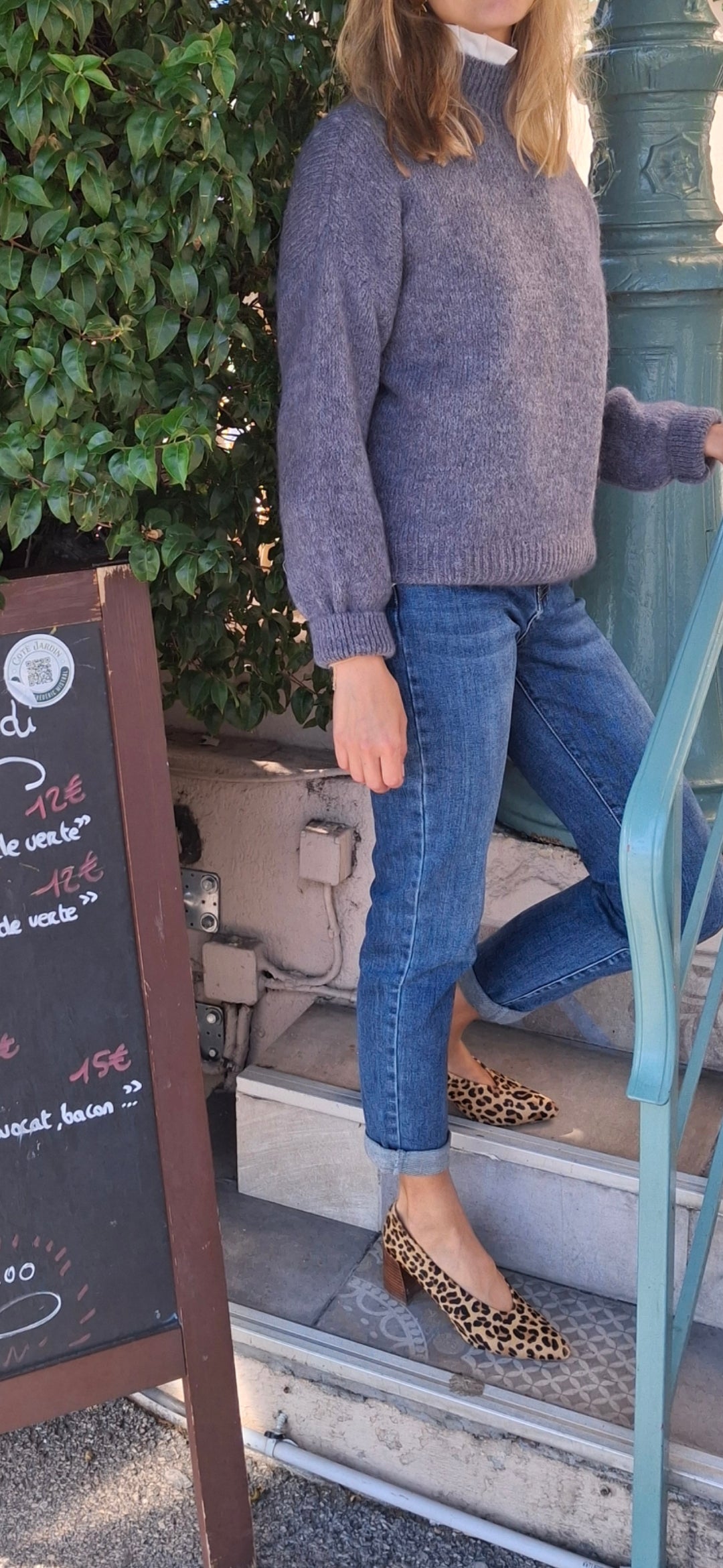 Pull Alban col montant en alpaga gris foncé
