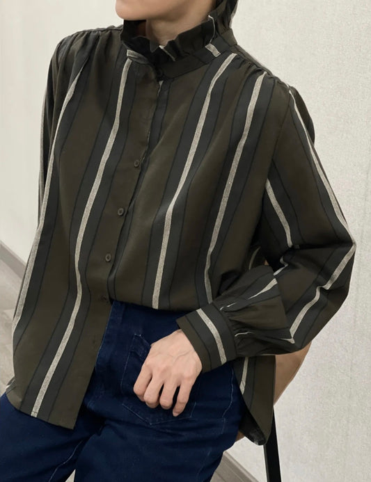 Chemise Bérengère kaki à rayures
