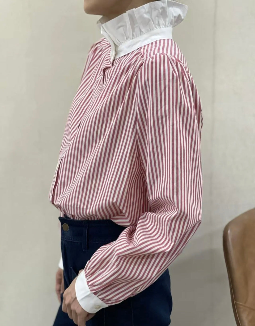 Chemise Mélissa rayures rouge