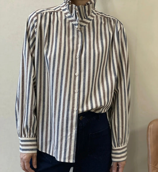 Chemise Bérengère rayures café / marine