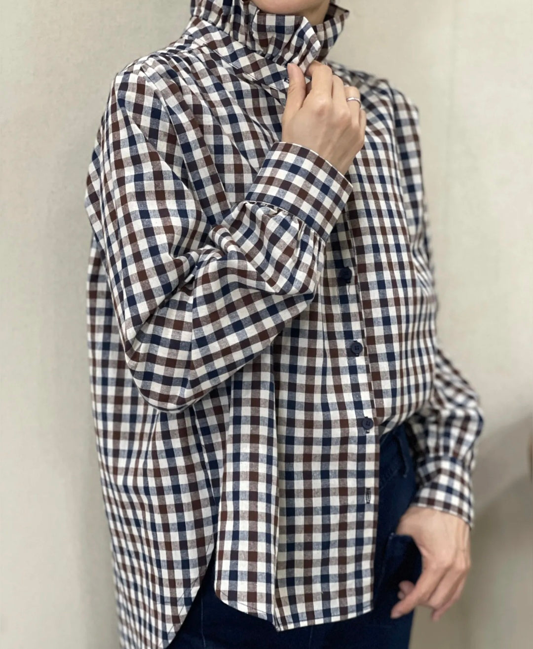 Chemise Éva vichy café - marine