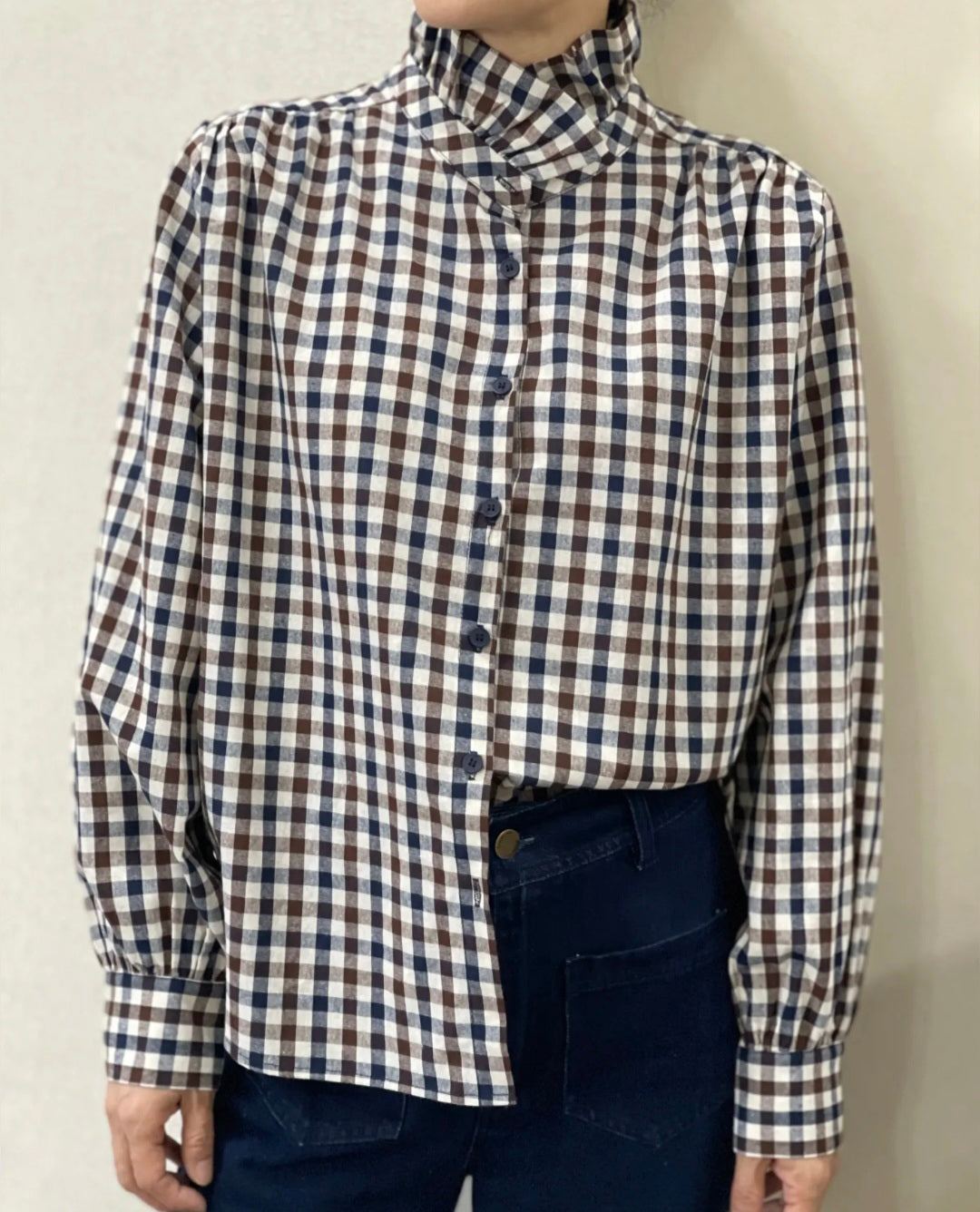 Chemise Éva vichy café - marine