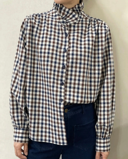 Chemise Éva vichy café - marine