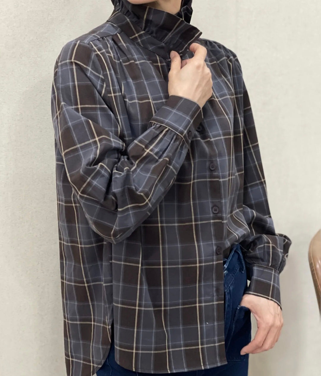 Chemise Amédée  carreaux bleu - chocolat