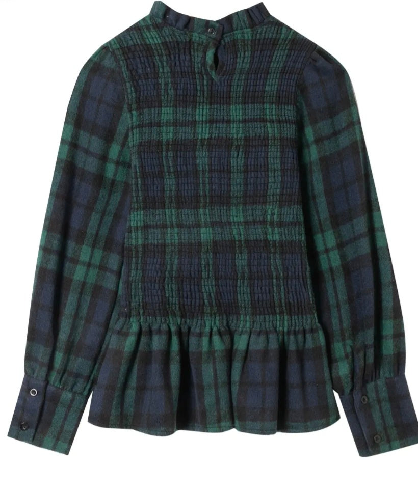 Chemise Mélissa smocké marine vert