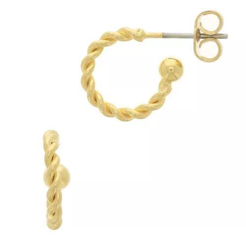 Mini créoles Marine corde torsadée avec petite boule