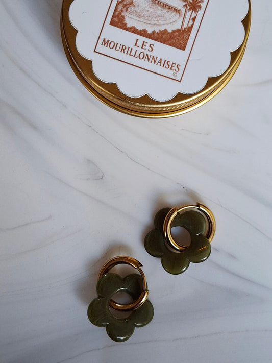 Boucles d'oreilles Pia vert olive