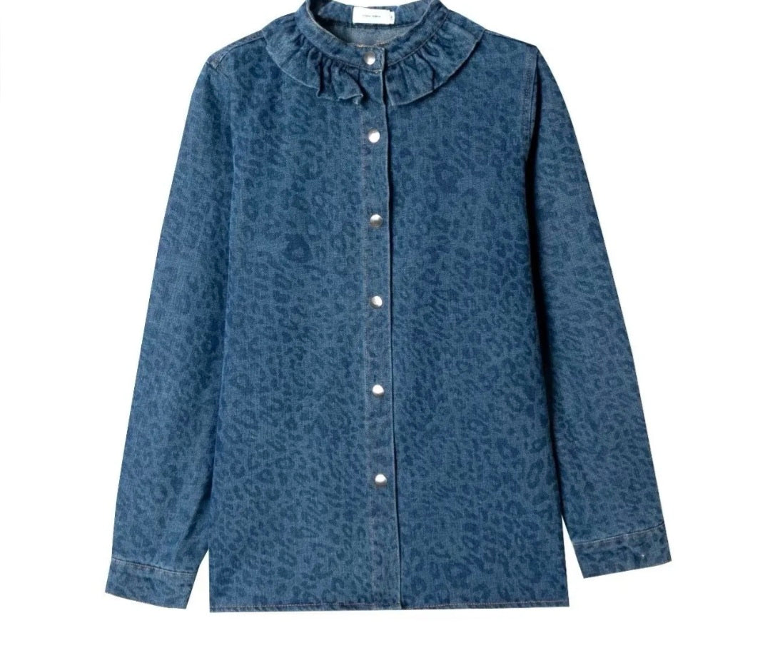Veste Philippe bleu imprime léopard