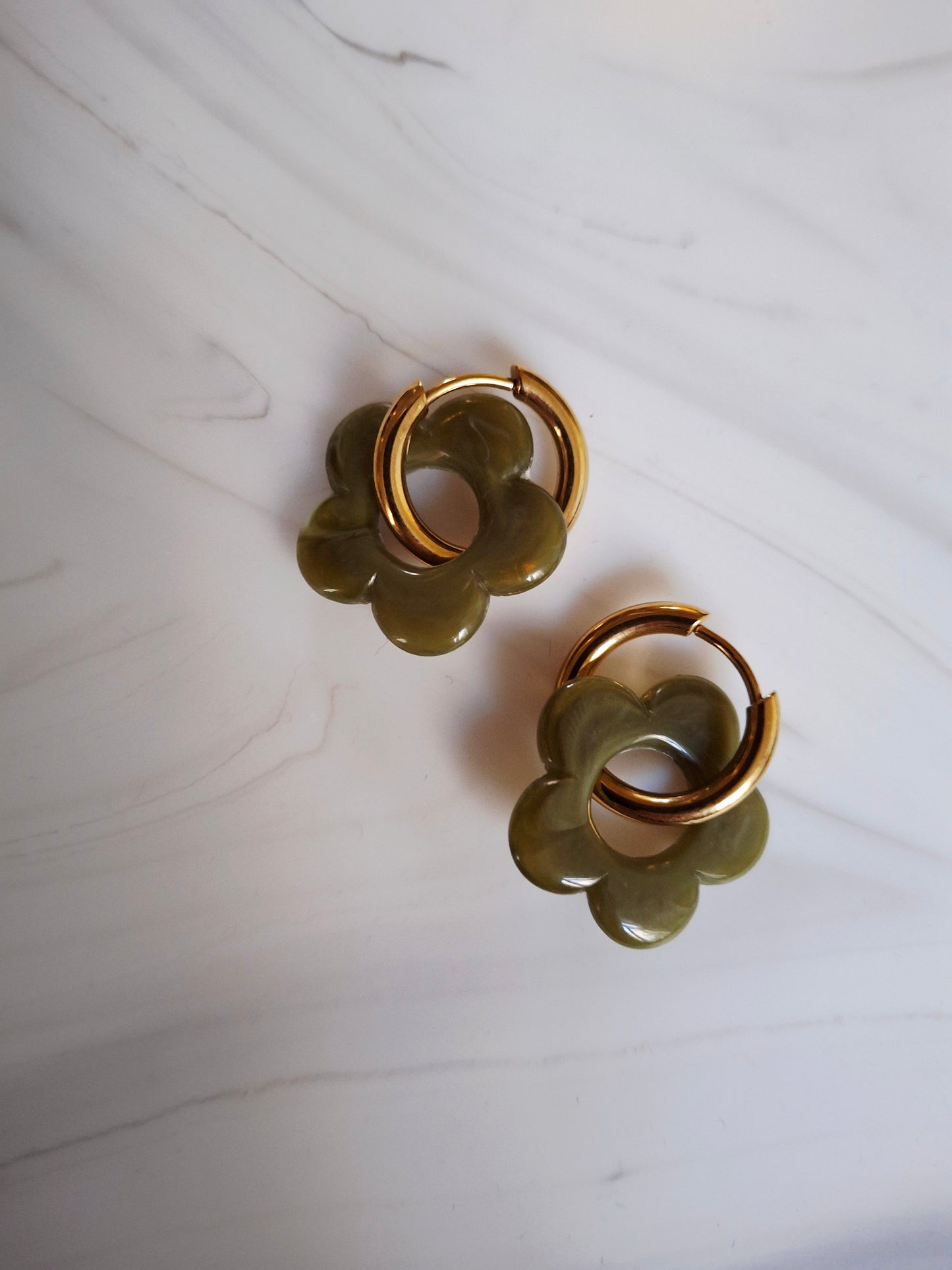 Boucles d'oreilles Pia vert olive