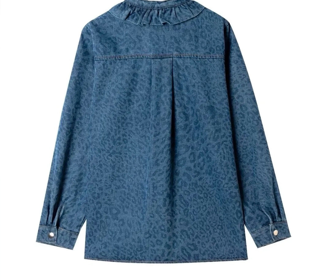 Veste Philippe bleu imprime léopard